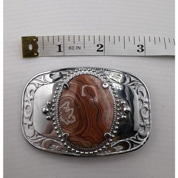 Western Belt‎ Buckle With Semi Precious Stone Silver Tone - Picture 2 of 3